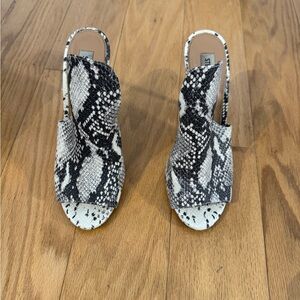 Steve Madden Black and White Snakeskin Mini Heels